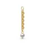 Dangling Pearl and Bezel Set Diamond 14k 18k Solid Gold Earrings Finding / Diamond Finding / Pearl Diamond Earrings