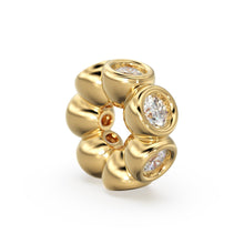 Load image into Gallery viewer, 6mm Round Diamond Rondelle Gold Beads / Handmade Solid Gold Beads / Real Diamond Spacer / Jewelry Making Essential Findings St Patricks Day