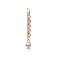 Load image into Gallery viewer, Dangling Pearl and Bezel Set Diamond 14k 18k Solid Gold Earrings Finding / Diamond Finding / Pearl Diamond Earrings