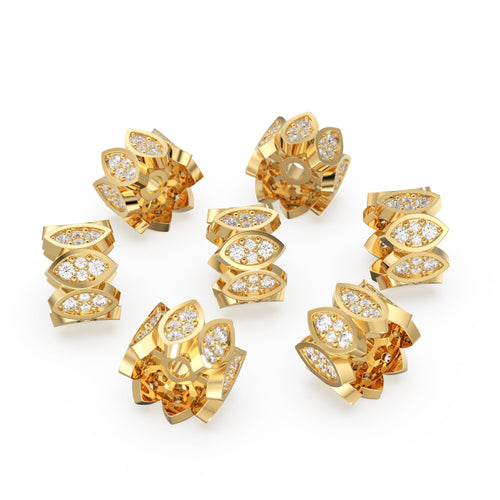 Solid Gold Diamond Marquise Bead 9.8mm x 6.5mm Prong Setting / Diamond Finding / Jewelry Making Supplies / Diamond Gold Rondelle Spacers - Jalvi & Co.