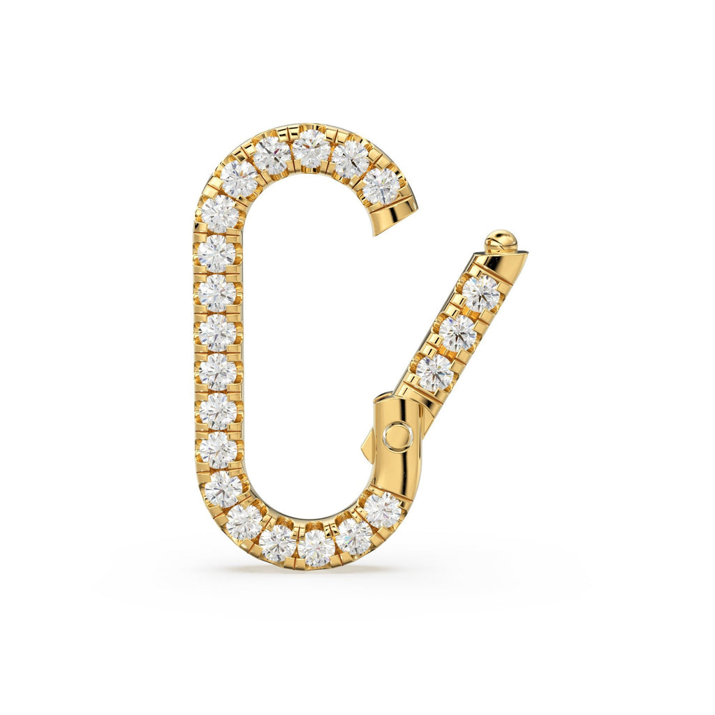 14K Solid Gold, Diamond Pave, Clicker Rectangular Diamond Connector / Diamond Clicker Clasp / Diamond Closure Finding 14k Gold Enhancer