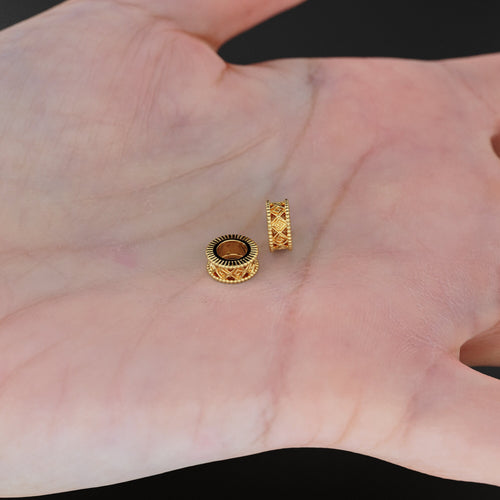 18k Solid Yellow Gold 7mm Fancy Spacer Finding Hefty Bead 5mm Large Hole St Patricks Day