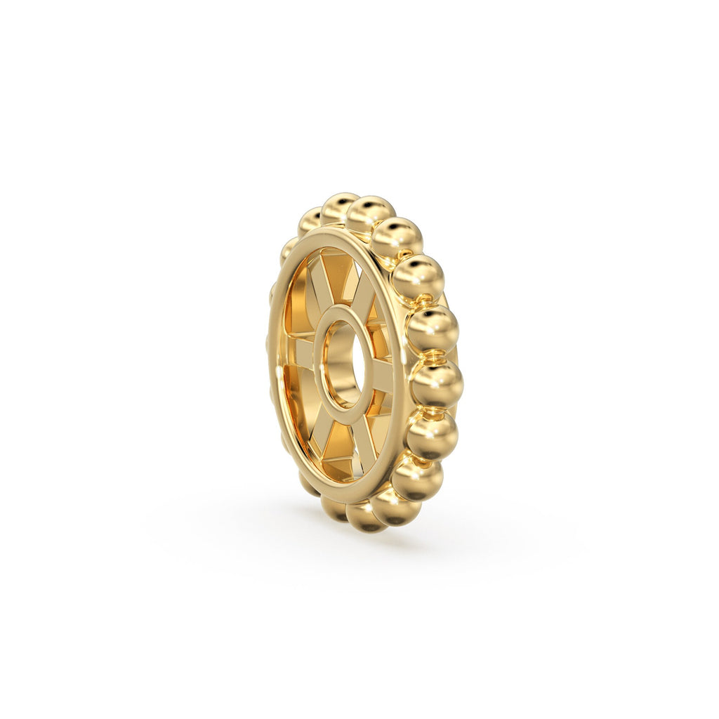 Milgrain 14k 18k Solid Yellow Gold Spacer Beads / Jewelry Making Supplies / Handmade Gold Wheel Tyre Findings