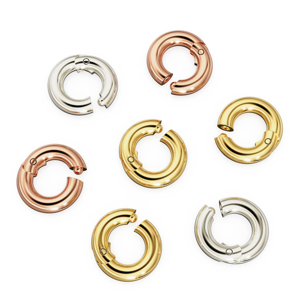 10mm Clicker Charm Holder / 1.8mm Profile 14K Gold Ring Clasp / Necklace Connector Clasp Lock / Charm holder / Solid Gold Charms ClaspSALE