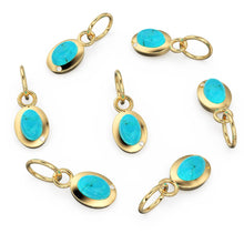 Load image into Gallery viewer, Turquoise Diamond 14k Yellow Solid Gold Sleeping Beauty Turquoise Charm Pendant Bezel Jewelry Finding / Turquoise Pendant