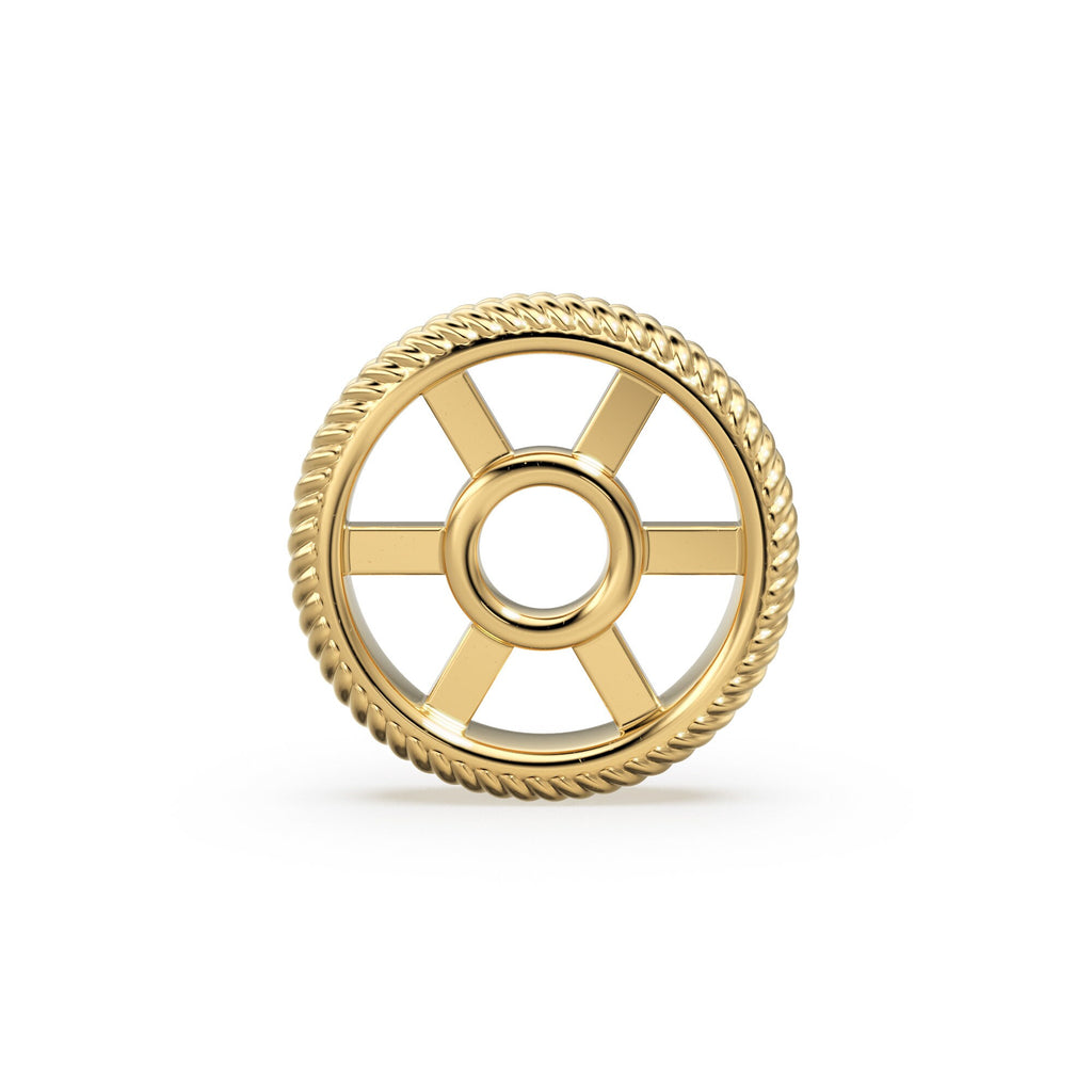 Textured 18k Solid Yellow Gold Spacer Beads / Jewelry Making Handmade Supplies / 14k Gold Wheel Tyre Findings - Jalvi & Co.