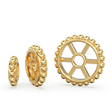 Load image into Gallery viewer, Milgrain 14k 18k Solid Yellow Gold Spacer Beads / Jewelry Making Supplies / Handmade Gold Wheel Tyre Findings