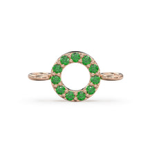 Load image into Gallery viewer, 14k Solid Gold Emerald Round Connector / Dainty Brilliant Emerald Connector / Emerald Spacer / Labour Day Sale St Patricks Day