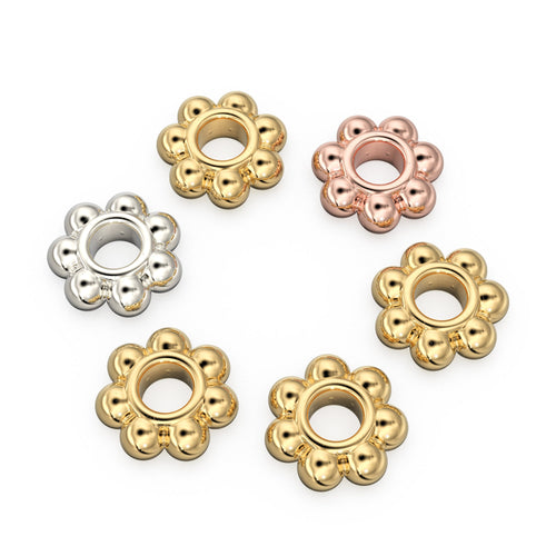2.8mm 18k Solid Yellow Gold Daisy Spacer Findings (5) St Patricks Day