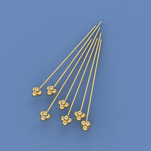 Load image into Gallery viewer, 18k Solid Yellow Gold 24 Gauge 1.5 INCH Headpin With Daisy Ends Quantity: (2)