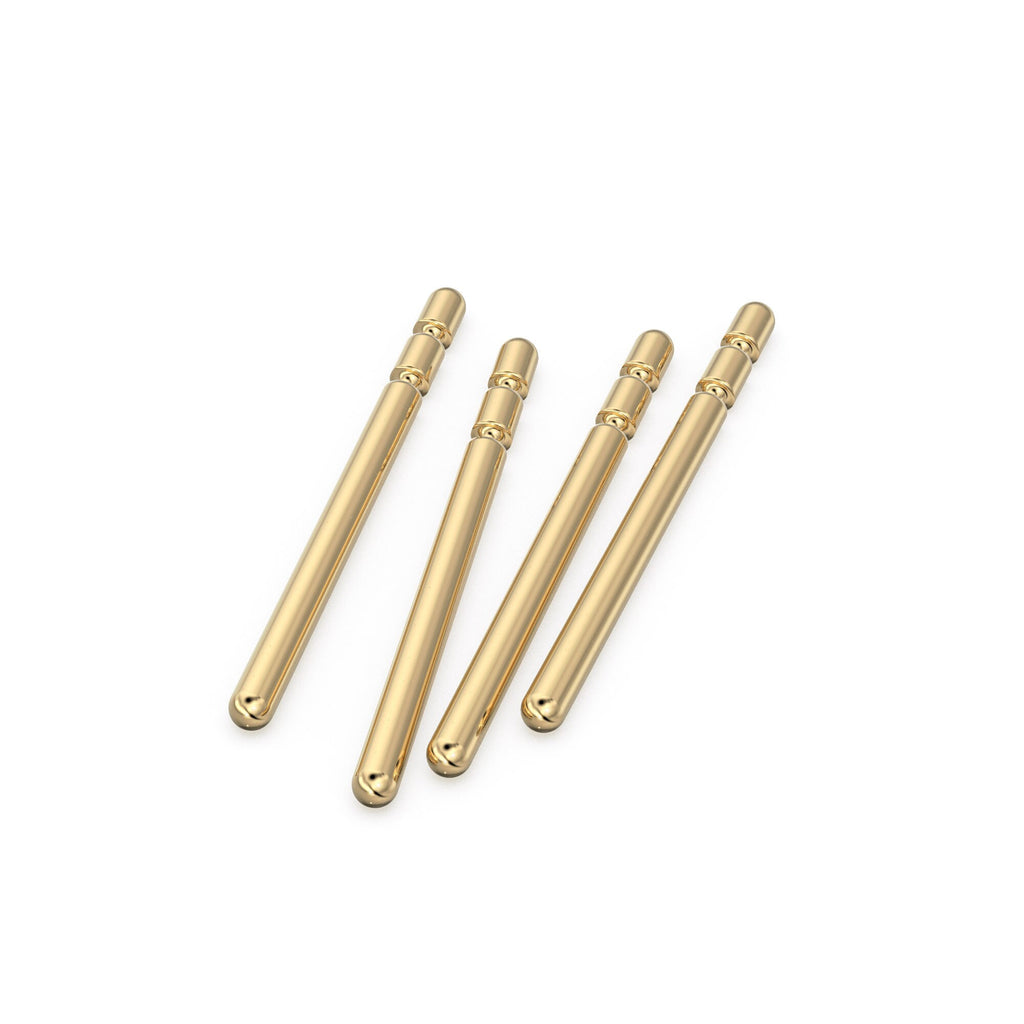 4pc Earring Post Double Notch 18k Solid Gold Handmade Findings 11mm - Jalvi & Co.