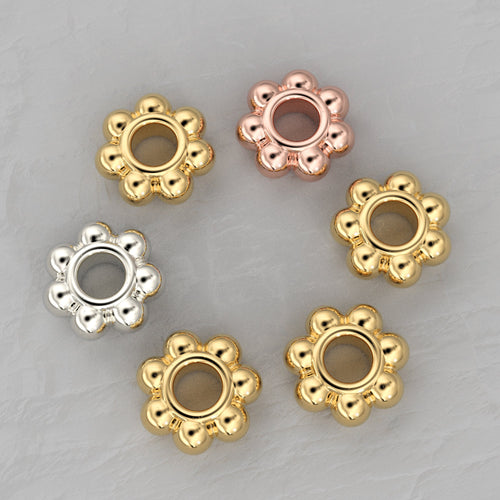 2.8mm 18k Solid Yellow Gold Daisy Spacer Findings (5) St Patricks Day