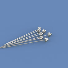 Load image into Gallery viewer, 18k Solid Yellow Gold 24 Gauge 1.5 INCH Headpin With Daisy Ends Quantity: (2) or (10) St Patricks Day