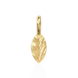 2pc 14k Solid Gold  Marquise Shape Charm, 9 MM Long Leaf charm, Hammered Charms, Textured Gold Pendant, Necklace charm, Bracelet Gold Charms