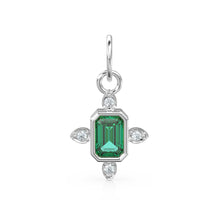 Load image into Gallery viewer, 14k Gold Lab Emerald & Rose Cut Diamond Women Pendant Necklace, Emerald Gemstone, Minimalist Gold Jewelry, Necklace Findings, Precious Stone - Jalvi & Co.
