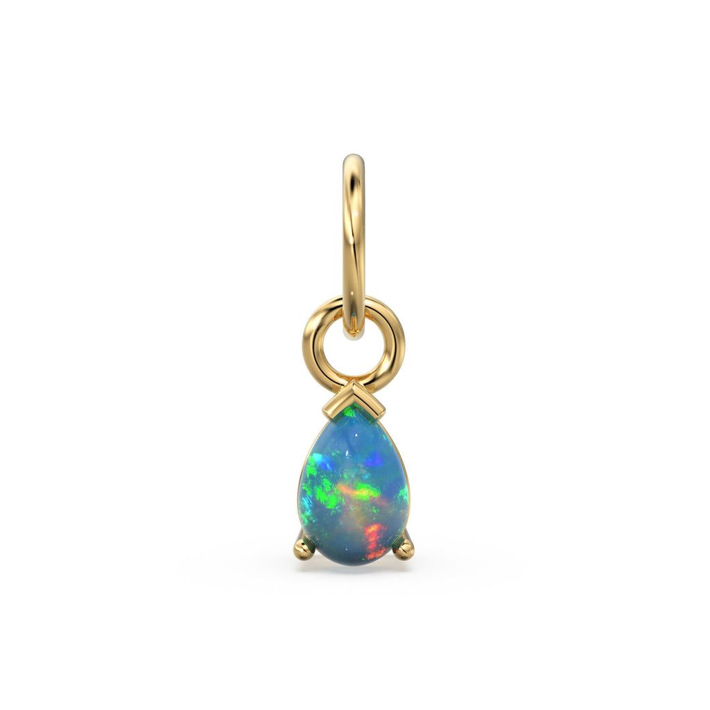 6mm Gemstone 18k Yellow Solid Gold Birthstone Charm Pendant / Diamond Bezel Hoop Earring Findings / Garnet Emerald Amethyst Aquamarine Ruby - Jalvi & Co.