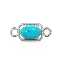 Load image into Gallery viewer, 6mm 14k Yellow Solid Gold Sleeping Beauty Turquoise Oval Connector Milgrain Bezel Jewelry Finding - Jalvi & Co.