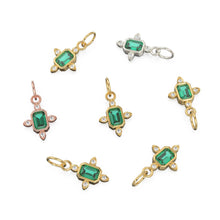 Load image into Gallery viewer, 14k Gold Lab Emerald & Rose Cut Diamond Women Pendant Necklace, Emerald Gemstone, Minimalist Gold Jewelry, Necklace Findings, Precious Stone - Jalvi & Co.