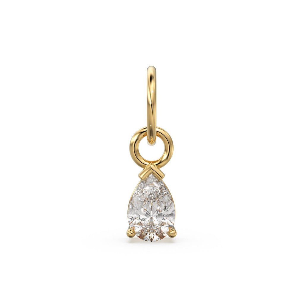 6mm Gemstone 18k Yellow Solid Gold Birthstone Charm Pendant / Diamond Bezel Hoop Earring Findings / Garnet Emerald Amethyst Aquamarine Ruby