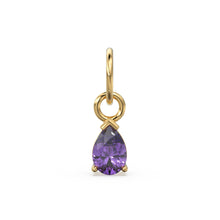 Load image into Gallery viewer, 6mm Gemstone 18k Yellow Solid Gold Birthstone Charm Pendant / Diamond Bezel Hoop Earring Findings / Garnet Emerald Amethyst Aquamarine Ruby - Jalvi & Co.