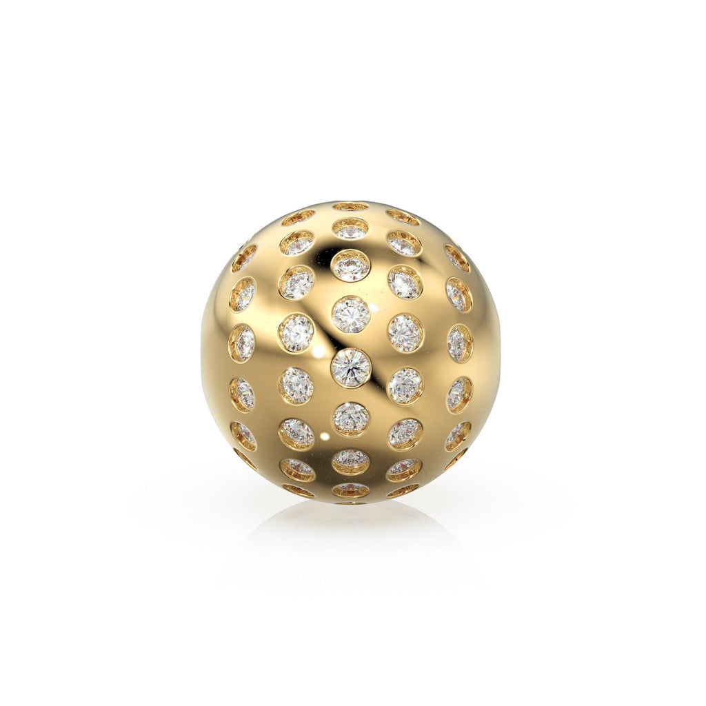 Flush Gypsy Setting Diamond Gold Beads / Handmade Diamond Rondelle Beads / Diamond Round Ball Sphere Beads / Gold Diamond Spacer Findings - Jalvi & Co.