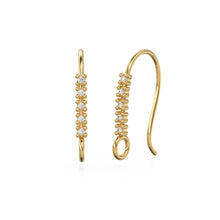 Load image into Gallery viewer, 1 Diamond Set Ear Wires Finding 16.45mm 21 GAUGE 14k 18k Solid Gold Brilliant Round Diamond Earring St Patricks Day