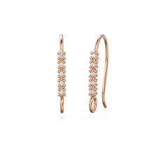 Load image into Gallery viewer, 1 Diamond Set Ear Wires Finding 16.45mm 21 GAUGE 14k 18k Solid Gold Brilliant Round Diamond Earring St Patricks Day