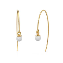 Load image into Gallery viewer, 4mm Pearl Cap Gemstone Earring Hooks Ear wires Pair / Finding 35mm x 14mm / 20 GAUGE / 14k 18k Solid Gold Bead Cap Earring Jewelry Making - Jalvi & Co.