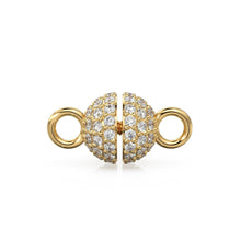 Load image into Gallery viewer, 6mm Pave Diamond Screw Ball Clasp / Solid Gold Clasp for Necklace / Bracelet 18k Handmade Diamond Findings Claw Clasp Jewelry Finding