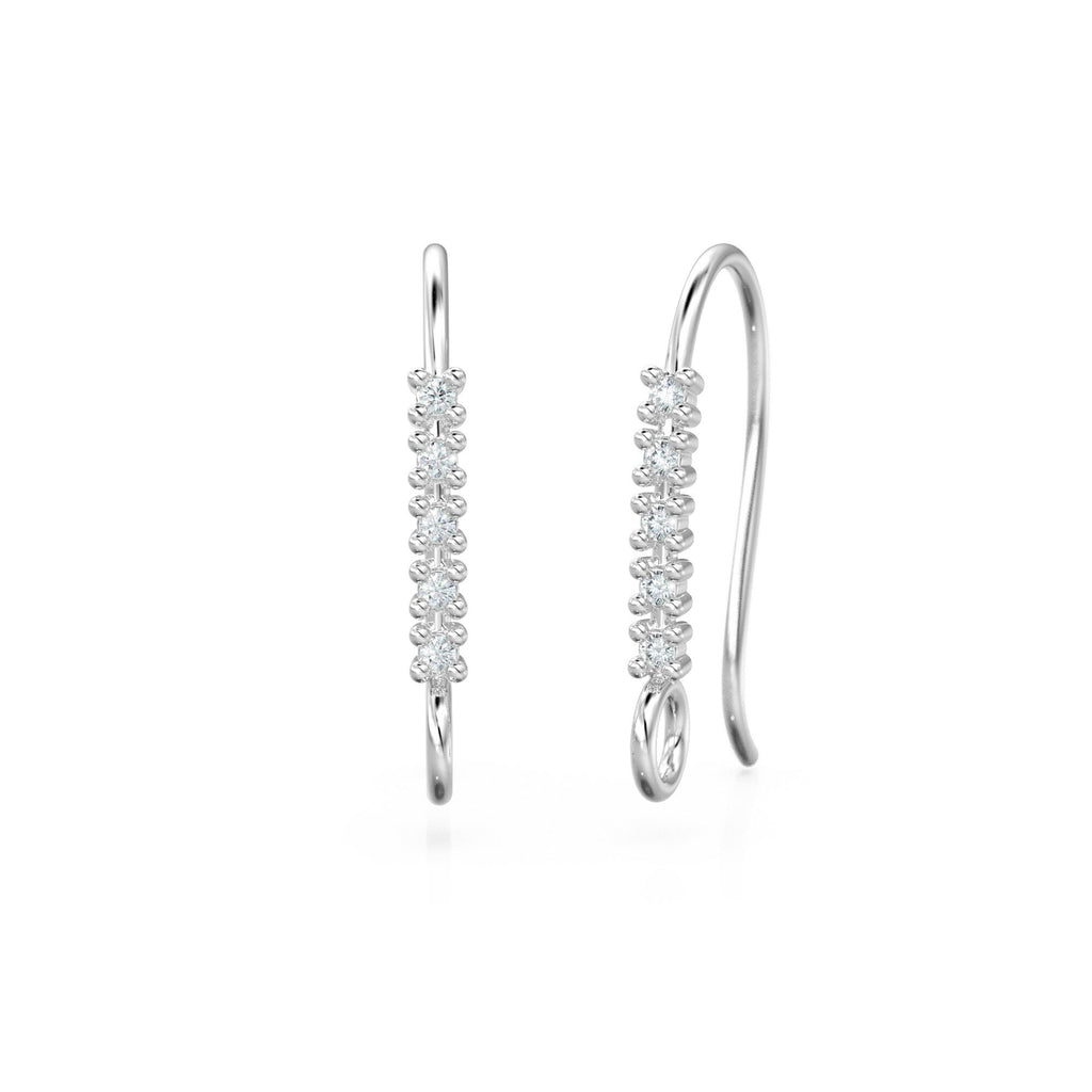 1 Diamond Set Ear Wires Finding 16.45mm 21 GAUGE 14k 18k Solid Gold Brilliant Round Diamond Earring St Patricks Day