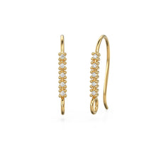 Load image into Gallery viewer, 1 Diamond Set Ear Wires Finding 16.45mm 21 GAUGE 14k 18k Solid Gold Brilliant Round Diamond Earring St Patricks Day