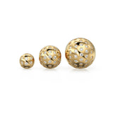 Flush Gypsy Setting Diamond Gold Beads / Handmade Diamond Rondelle Beads / Diamond Round Ball Sphere Beads / Gold Diamond Spacer Findings