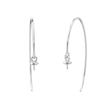 Load image into Gallery viewer, 4mm Pearl Cap Gemstone Earring Hooks Ear wires Pair / Finding 35mm x 14mm / 20 GAUGE / 14k 18k Solid Gold Bead Cap Earring Jewelry Making