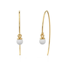 Load image into Gallery viewer, 4mm Pearl Cap Gemstone Earring Hooks Ear wires Pair / Finding 35mm x 14mm / 20 GAUGE / 14k 18k Solid Gold Bead Cap Earring Jewelry Making - Jalvi & Co.