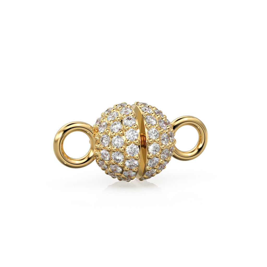 6mm Pave Diamond Screw Ball Clasp / Solid Gold Clasp for Necklace / Bracelet 18k Handmade Diamond Findings Claw Clasp Jewelry Finding