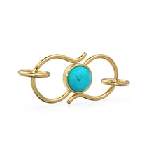 Load image into Gallery viewer, 10mmx18mm 18k Solid Gold S Hook Clasp With 5.5mm Sleeping Beauty Blue Turquoise Bezel / 14k Gold Enhancer St Patricks Day