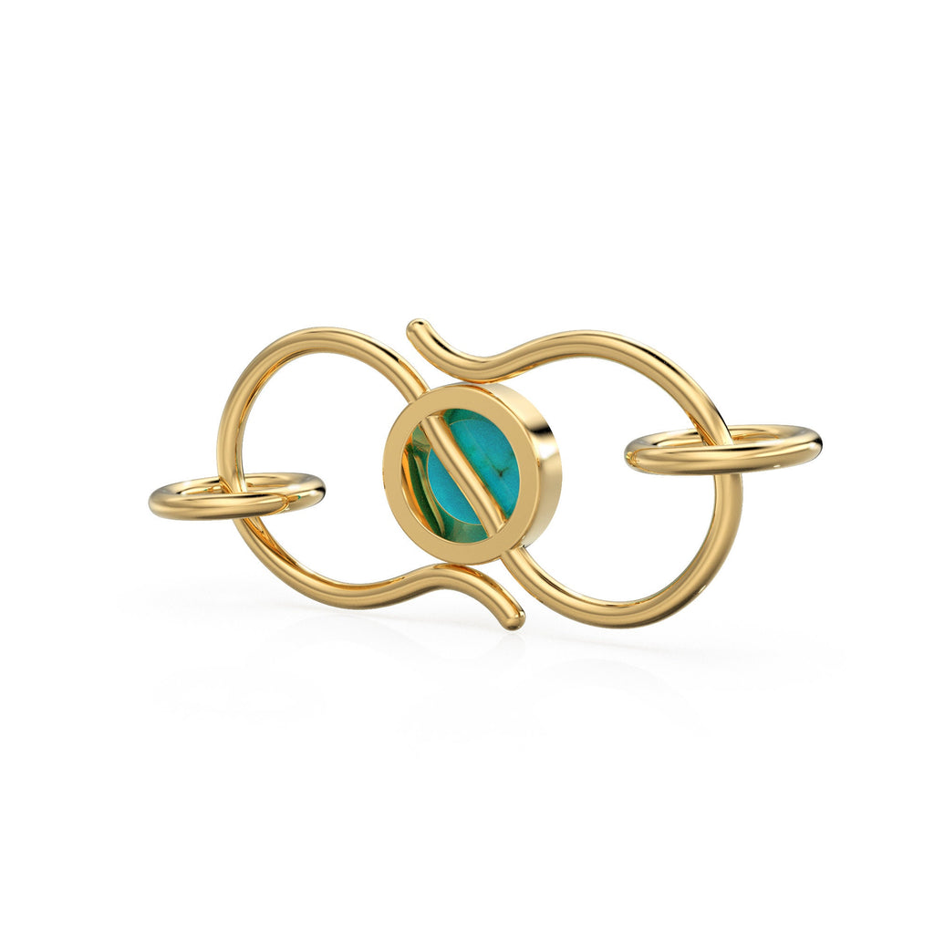 10mmx18mm 18k Solid Gold S Hook Clasp With 5.5mm Sleeping Beauty Blue Turquoise Bezel / 14k Gold Enhancer St Patricks Day
