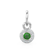 Load image into Gallery viewer, 10mm 14K solid Yellow Gold Diamond Natural Emerald Round Coin Shape Charm Necklace Pendant St Patricks Day