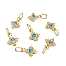 Load image into Gallery viewer, 10MM 14K solid Yellow Gold Diamond Moonstone 4 petal Flower Quatrefoil Charm Necklace Pendant St Patricks Day