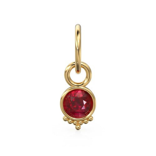 Natural Red Ruby Charm, July Birthstone 18k Solid Gold Charm, Handmade Gold Charm, Designer Charm Pendant, Charms Necklace, Ruby Charm - Jalvi & Co.