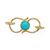 10mmx18mm 18k Solid Gold S Hook Clasp With 5.5mm Sleeping Beauty Blue Turquoise Bezel / 14k Gold Enhancer St Patricks Day