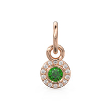 Load image into Gallery viewer, 10mm 14K solid Yellow Gold Diamond Natural Emerald Round Coin Shape Charm Necklace Pendant St Patricks Day