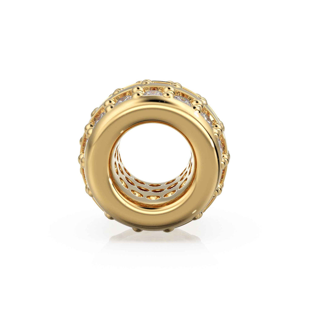 3 Row Real Diamond 18k Solid Gold Eternity Rondelle Wheel Spacer Handmade Beads for Necklace or Bracelet St Patricks Day