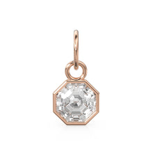 Load image into Gallery viewer, 7mm 14k Yellow Solid Gold Rock Crystal Quartz Charm Pendant Bezel Jewelry Finding St Patricks Day