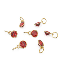 Load image into Gallery viewer, 7mm 14k Yellow Solid Gold Yellow Red Ruby Charm Pendant Bezel Jewelry Finding St Patricks Day