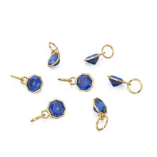Load image into Gallery viewer, 7mm 14k Yellow Solid Gold Blue Sapphire Charm Pendant Bezel Jewelry Finding St Patricks Day