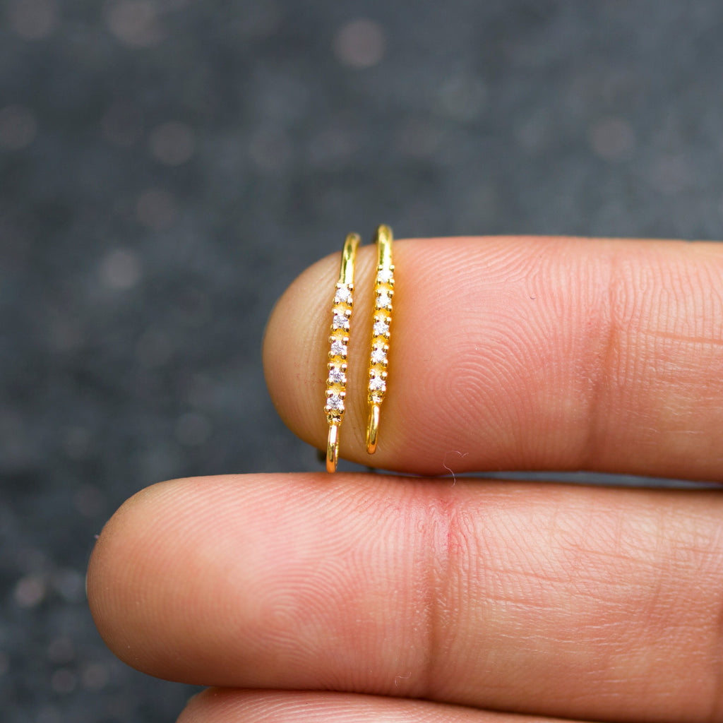 1 Diamond Set Ear Wires Finding 16.45mm 21 GAUGE 14k 18k Solid Gold Brilliant Round Diamond Earring St Patricks Day