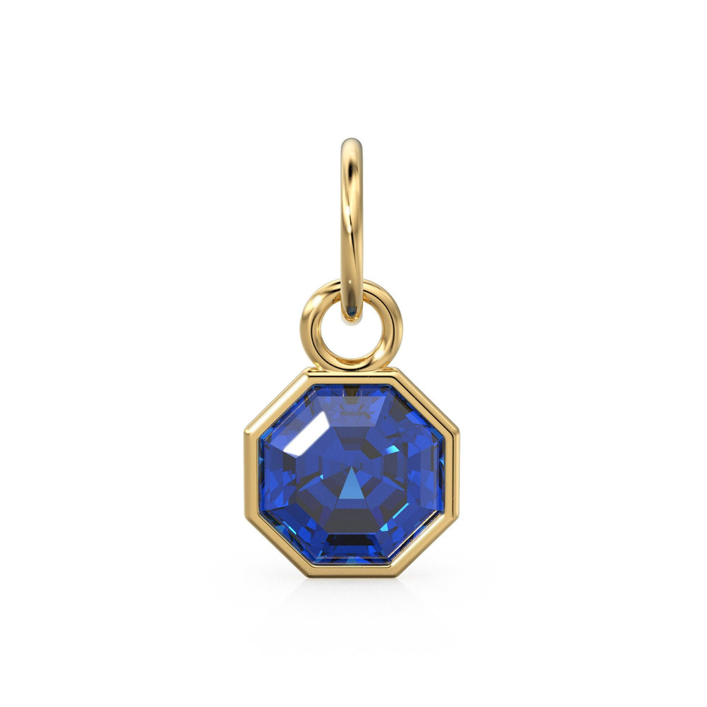 7mm 14k Yellow Solid Gold Blue Sapphire Charm Pendant Bezel Jewelry Finding St Patricks Day