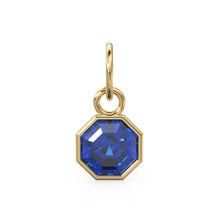 Load image into Gallery viewer, 7mm 14k Yellow Solid Gold Blue Sapphire Charm Pendant Bezel Jewelry Finding St Patricks Day