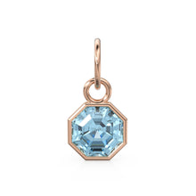 Load image into Gallery viewer, 7mm 14k Yellow Solid Gold Blue Aquamarine Charm Pendant Bezel Jewelry Finding St Patricks Day